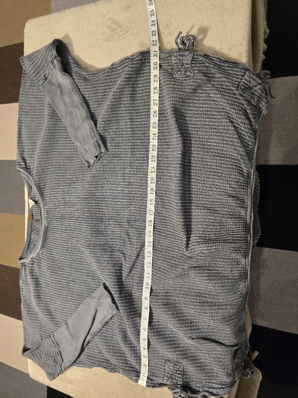 Free People FP One Interlaken Tunic Charcoal Waffle Thermal Size S Pit to Pit 31